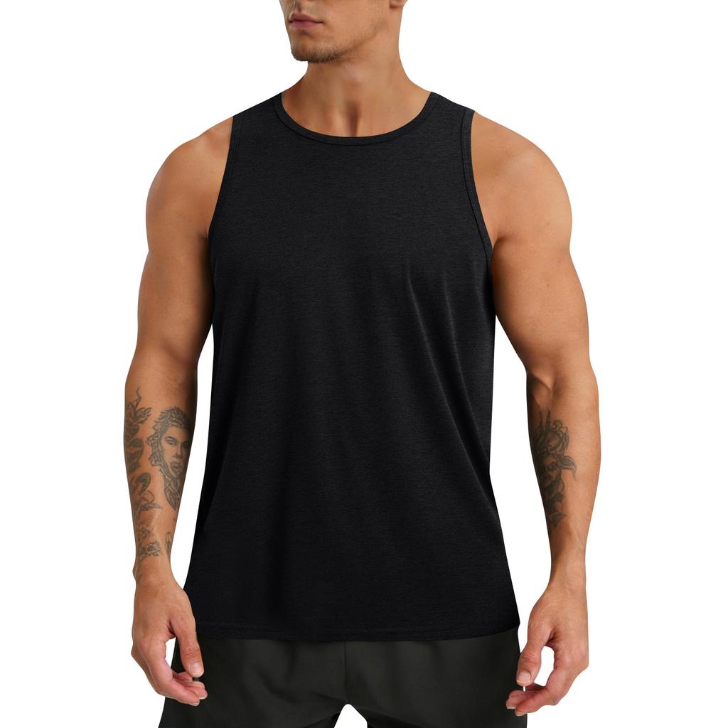 Men's Round Neck Sleeveless Top Men's Fitness Quick-Drying Sports Vest