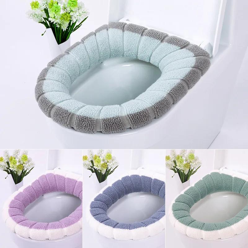 Stretchable Bathroom Toilet Seat Closestool Washable Soft Winter Warmer Mat Pad Cushion O-shape Toilet Seat Bidet Covers