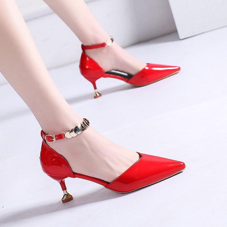 

Spring Zapatos De Mujer Women Fashion Sweet Pointed Toe Buckles Strap Stiletto Heels Lady Cool Red Party Heel Shoes White Heels 34 красный