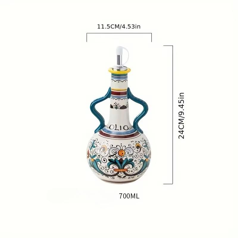 Dual Ear Ceramic Olive Oil Bottle Soy Sauce Vinegar Multifunctional Kitchen Seasoning Drainage Bottle Kitchen Accessories