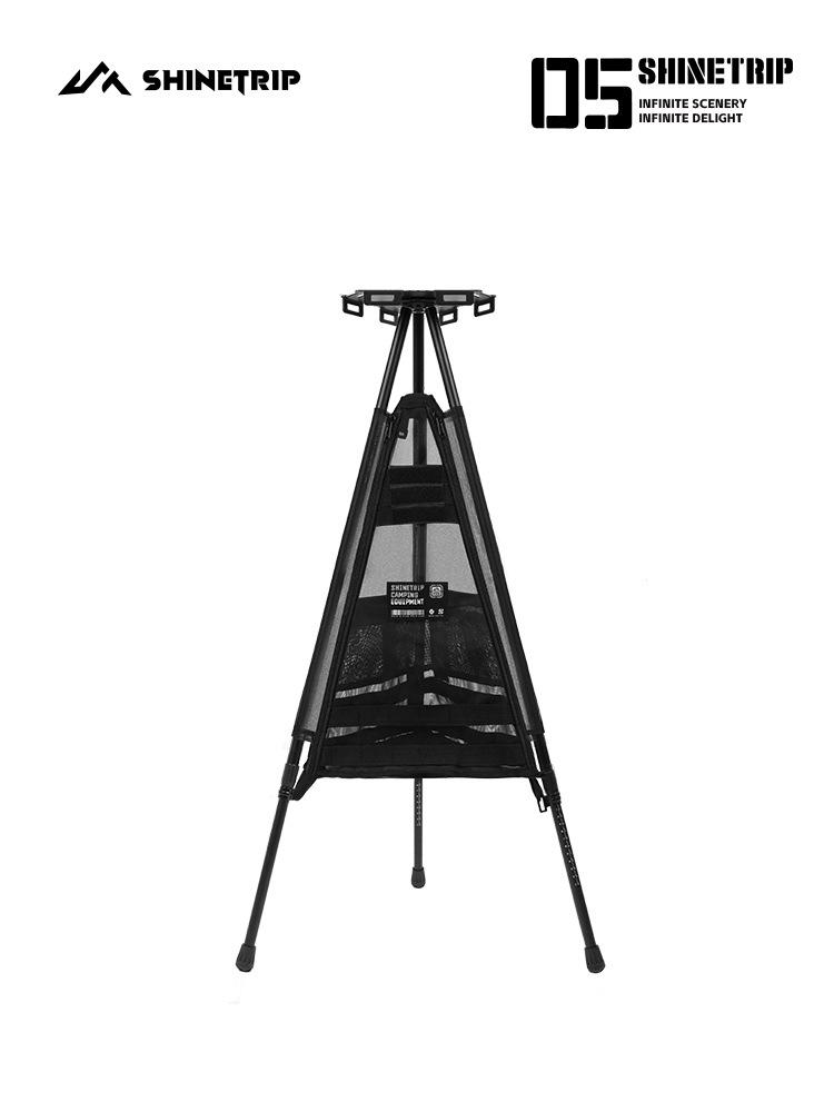 Mountain Fun Hexagonal Camping Table: Portable with 19 Lights, Lifting Storage Rack, and Detachable Aluminum Alloy Design.
