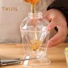 Dispenser per miele da cucina da 180 ml con coperchio in acciaio inossidabile, senza gocciolamento, in vetro, a forma di diamante, dispenser per sciroppo a tenuta stagna, bottiglia di olio d'oliva, salsa, aceto