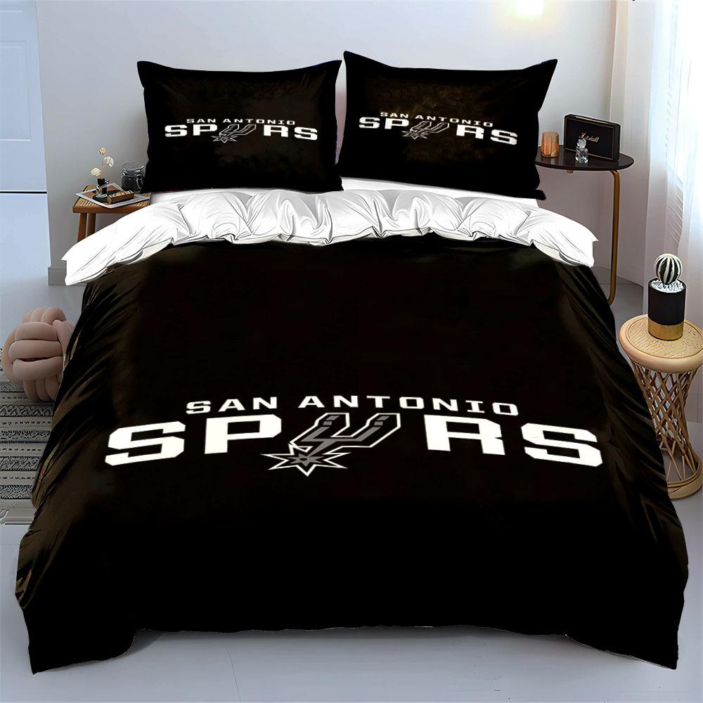 San Antonio Spurs Logo Design Print Bedding Set Duvet Cover Pillowcases (1* Duvet Cover 2* Pillowcases Do Not Include Comforter)