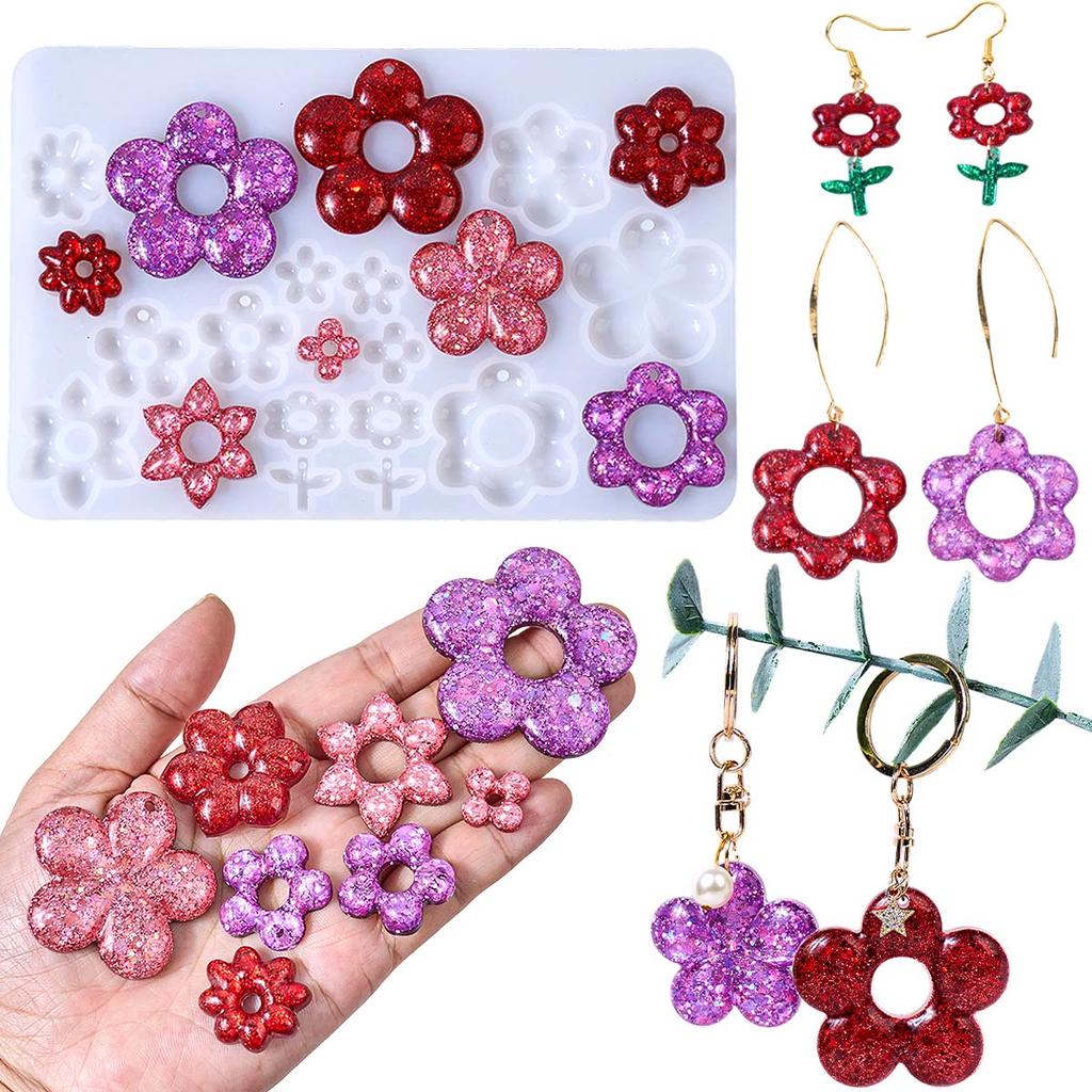 3D Flower Shape Pendant Earring Silicone Mold DIY Creative Jewelry Crafts Making Crystal Epoxy Resin Necklace Molds Art Gifts