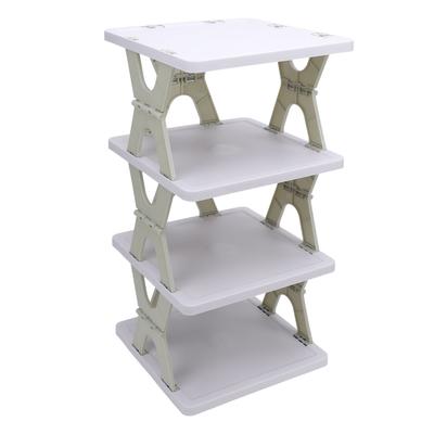 4 Tier Foldable Shoe Rack Narrow Small Space Saving Shoe Organizer for Closet Front Door Entrance
