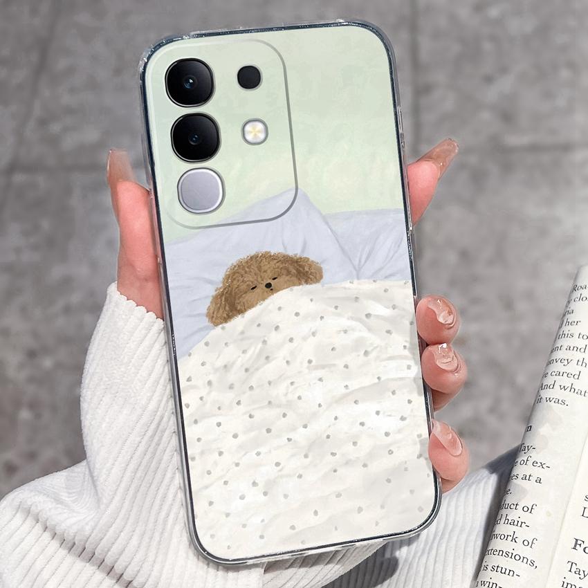 Shockproof Silicone Phone Cases For Vivo Y29 Y29s Y28 Y27 Y27t Y22 Y22s Y21 Y21e Y21s Y20 Y20i Beautiful Lavender Pattern Clear Covers For Vivo Casing