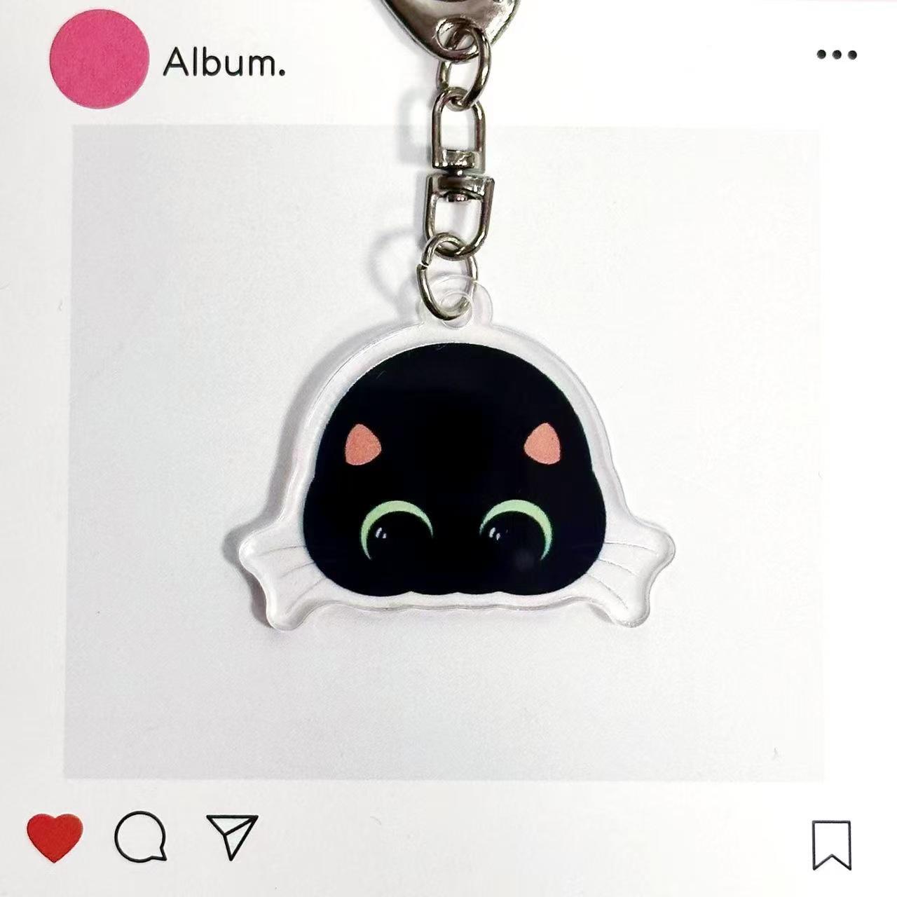 Двумерный Мультяшный Кот Акриловый Брелок - Милый Черный Кот Шарм-Подвеска для Рюкзака