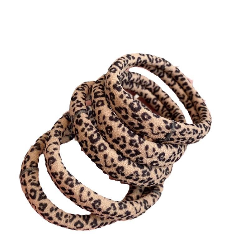Leopardenmuster Hochelastisches Nahtloses Haargummi für Damen - Beschädigungsfreies Gummiband für Pferdeschwanz