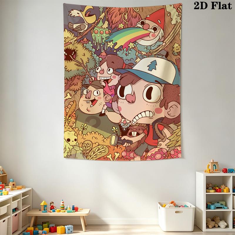 Gravity Falls Cartoon Pattern Home Decor Tapestry, Wall Hanging, Decorative RV Wall Cloth.XGT0914582