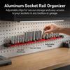 Magnetic Socket Organizer Rack With Strong Magnetic Base And Adjustable Slider For Garage Workshop
