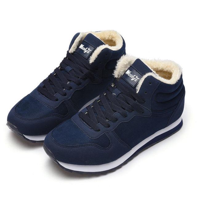 Men's Winter Snow Boots Lace-Up Suede Ankle Boots Flat Vulcanized Shoes Warm Outdoor Sneakers