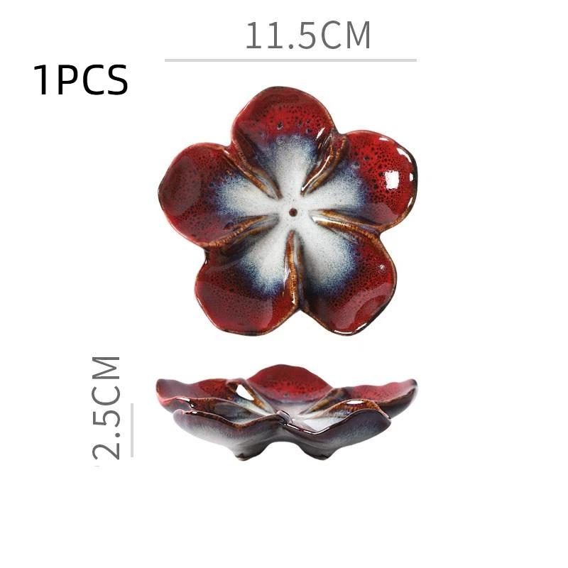 Vintage Ceramic Flower Shaped Craft Dish Multi-Color Dipping Sauce Small Bowl Creative Kitchen Gift