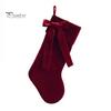 Festive Hanging Decor 19 Inch Velvet Christmas Stocking with Bow, Soft Large Fireplace Indoor Xmas Ornaments Sock Plush Cuff for Mantel, Holiday Tree