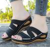 Summer Women  Wedges Sandals Premium Orthopedic Open Toe Sandals Vintage Anti-slip Leather Casual Female Platform Retro Slippers