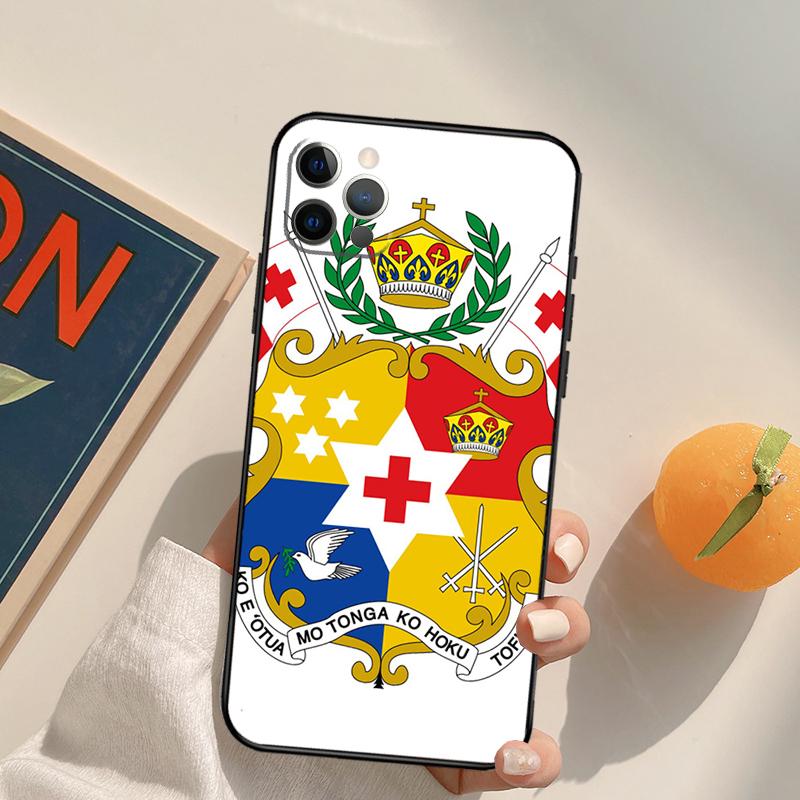 Tongan Coat of Arms Tonga Funda Case For iPhone 16 Pro Max 14 11 12 13 15 Pro Max Mini XR 16e 15 16 Plus Phone Cover