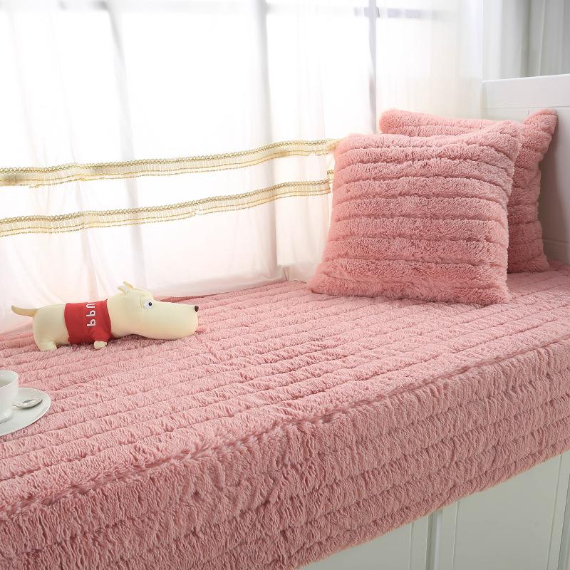 Grey Plush Sofa Cover Towel Striped Fluff Soft Slipcover Resistant Seat Couch Cover For Living Room Window Mats L -Shaped Sofa