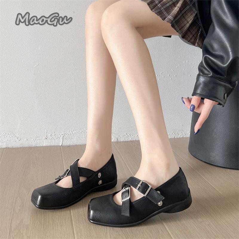 Modische Retro Atmungsaktive Lange Stiefel für Damen 2025 Neu Schnallenriemen Slip-On Stiefel PU-Leder Weiche Sohle Damenstiefel Quadratische Zehenkappe Trendig