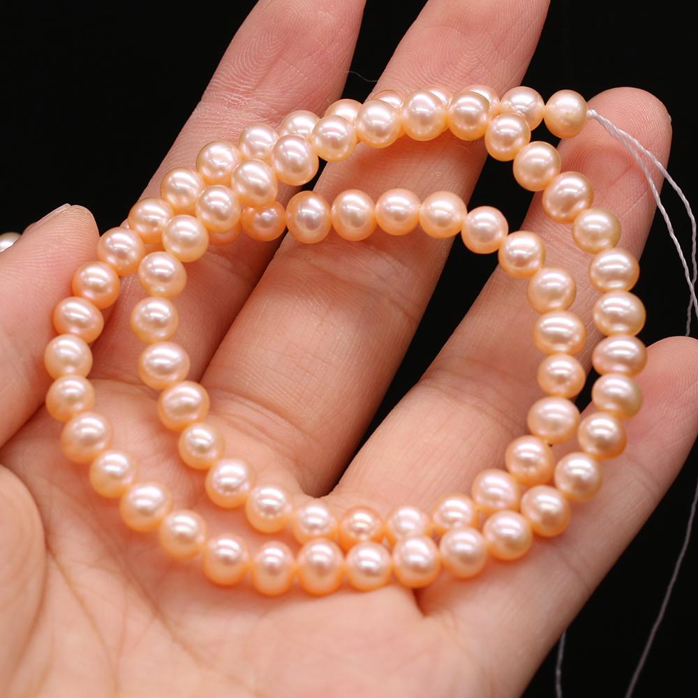 1String, Near Round Pearl 5-5.5mm, Fashion Women Natural Freshwater Pearl Beads for Jewelry Making DIY Crafts, Luxury Bulk Gifts 36cm