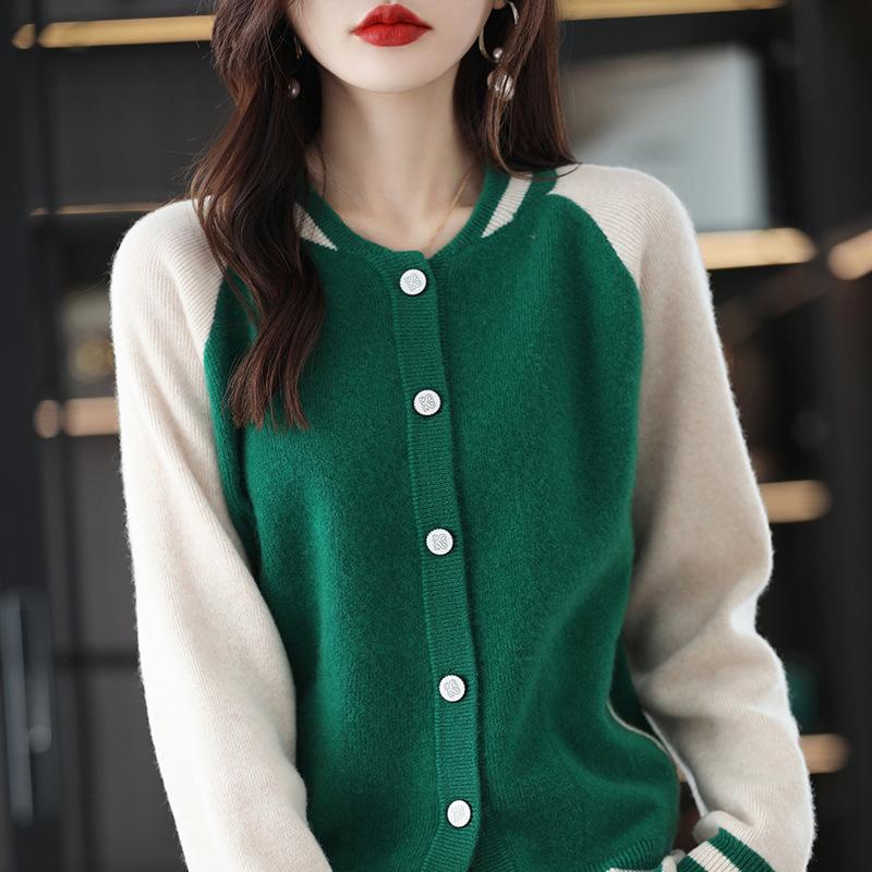 

Autumn and winter new baseball collar cardigan women s casual large size loose sweater women s knitted top jacket women one size fits all