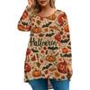 Women's Fashion Large Size Round Neck Long Sleeve Casual Halloween Print Loose Pullover Top