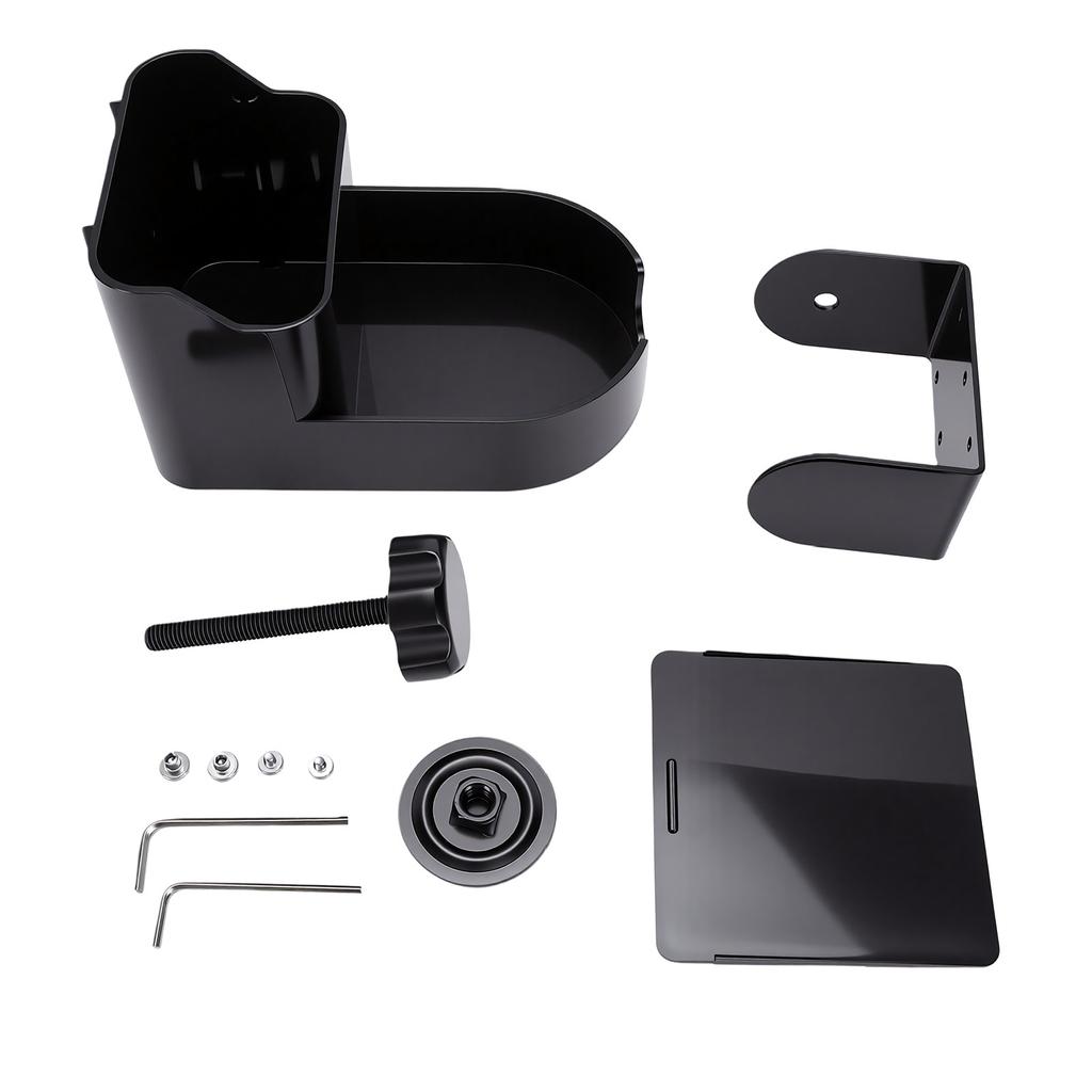 Desk Cup Holder Clamp with Charging Hole Plastic Carbon Steel Anti Spill Clip On Cup Holder for Coffee Cup Tea Cup Pen