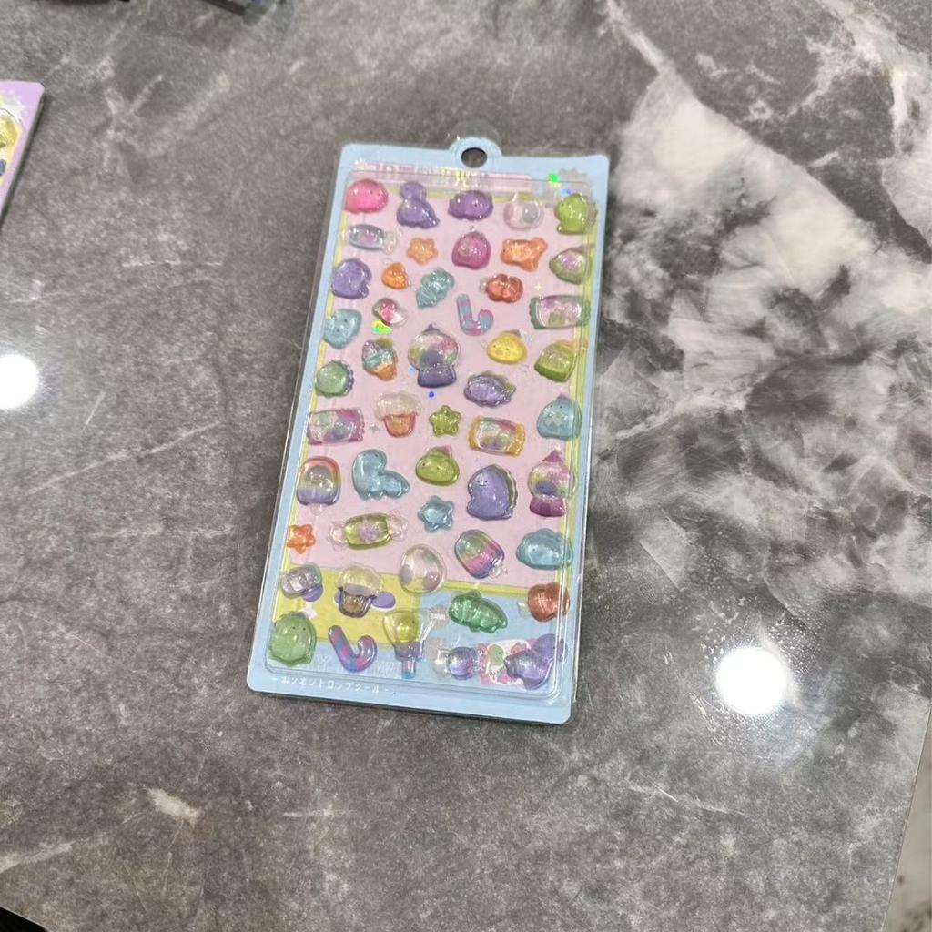 3D Japanese Cute Crystal Epoxy Relief Stickers Cartoon Bunny Bear Stickers Journaling Stationery Cute Stickers Gifts
