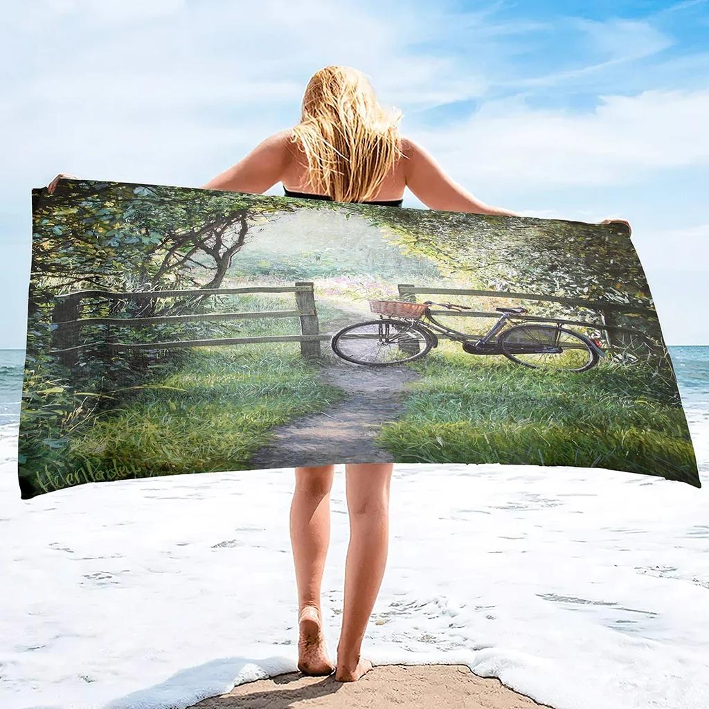 Figure Oil Painting Beach Towel,Travel Towel for Boys & Girls,Quick-Dry & Super Absorbent Beach Blanket for Bath, Pool, Camping