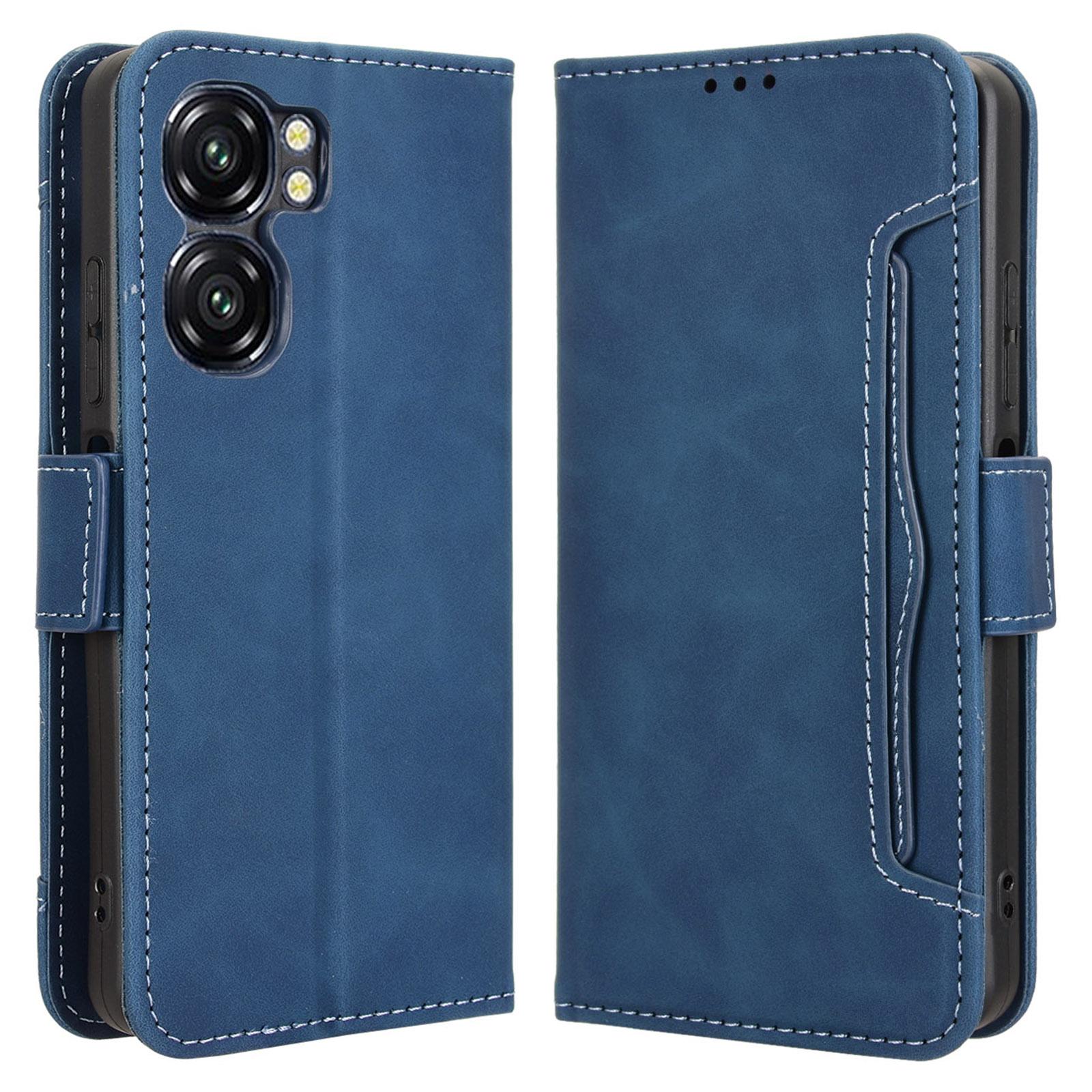 

Для Oukitel C58 Pro/C58 кожаный чехол-кошелек для телефона с несколькими отделениями для карт Blue