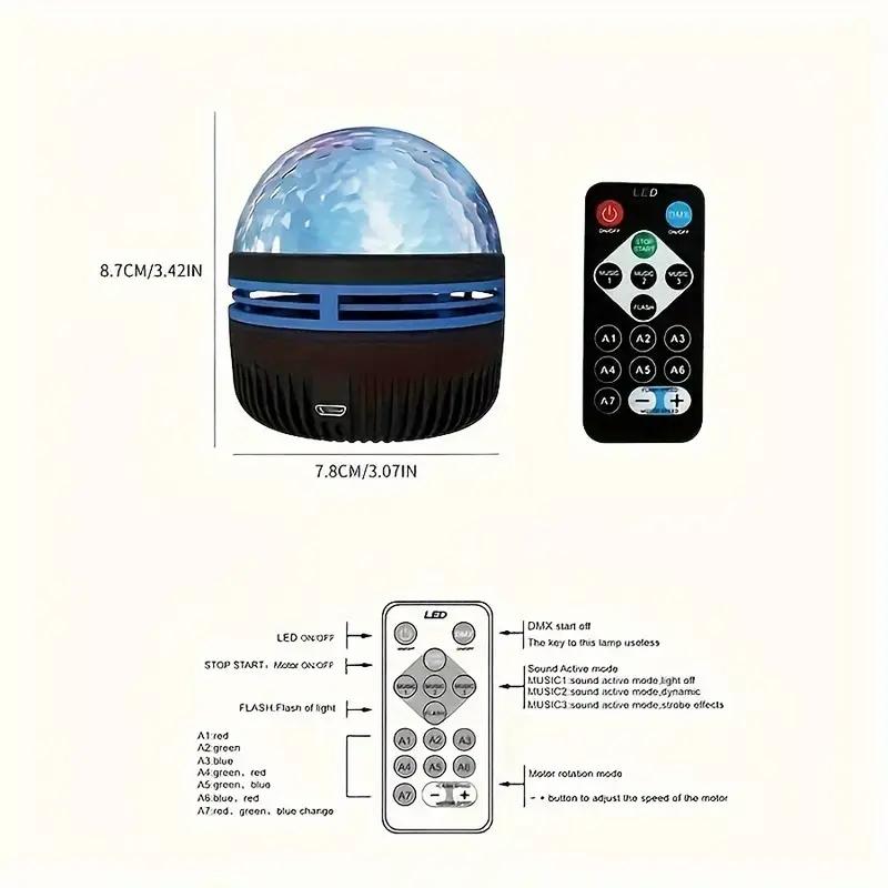 USB Powered LED Night Light with Water Ripple and Star Effects - Comes with a Remote Control for Easy Operation, Suitable for Be