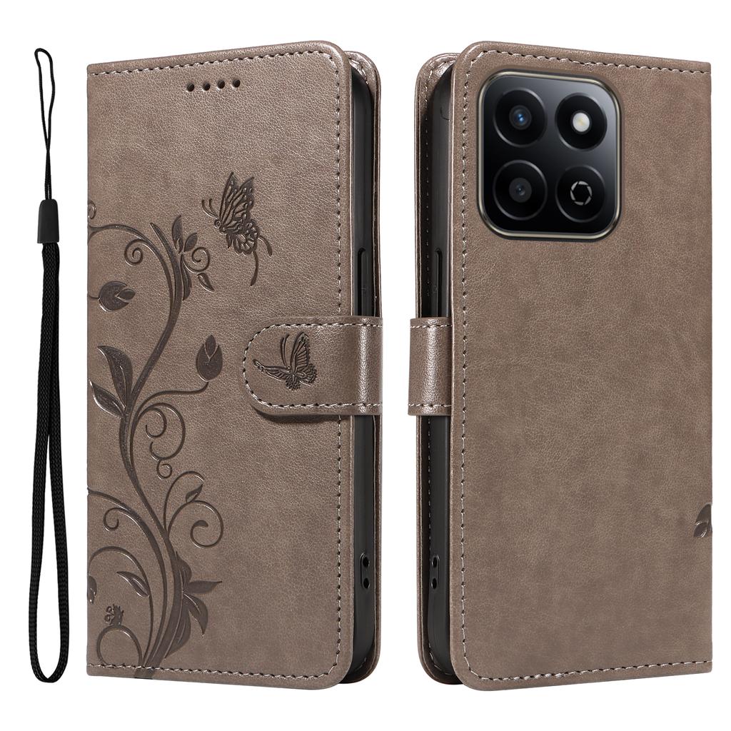 עבור Honor Play 60 Plus 5G/Play 9T/X7c 4G/200 Smart 5G כיסויי טלפון מעור PU עם דוגמת פרחים, ארנק, מעמד, כיסוי טלפון עם רצועה