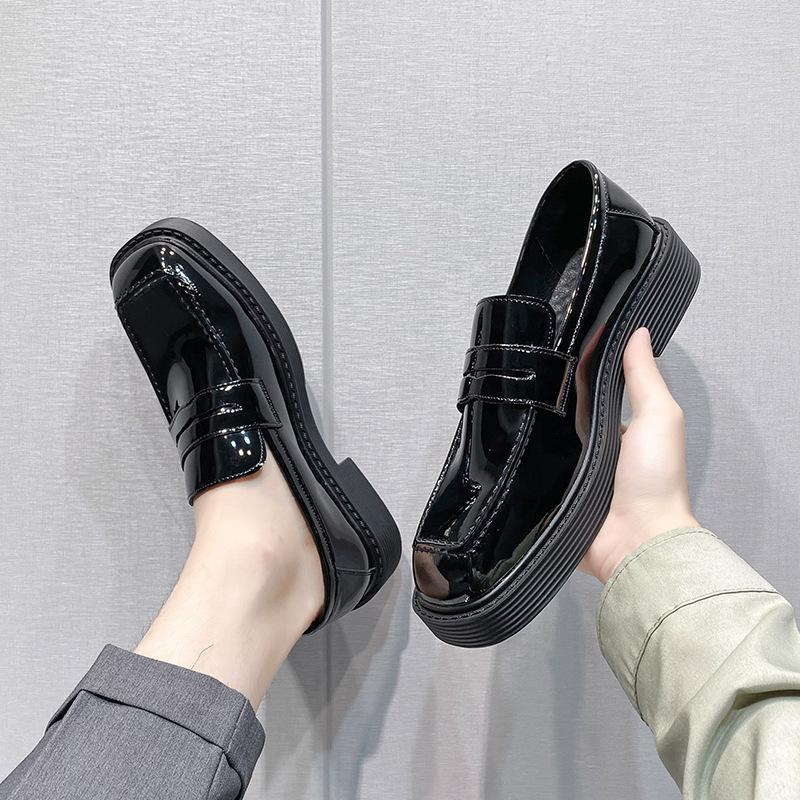 British Style Men'S Loafers New College Style Retro One-Pedal Lazy Small Leather Shoes 2017-T