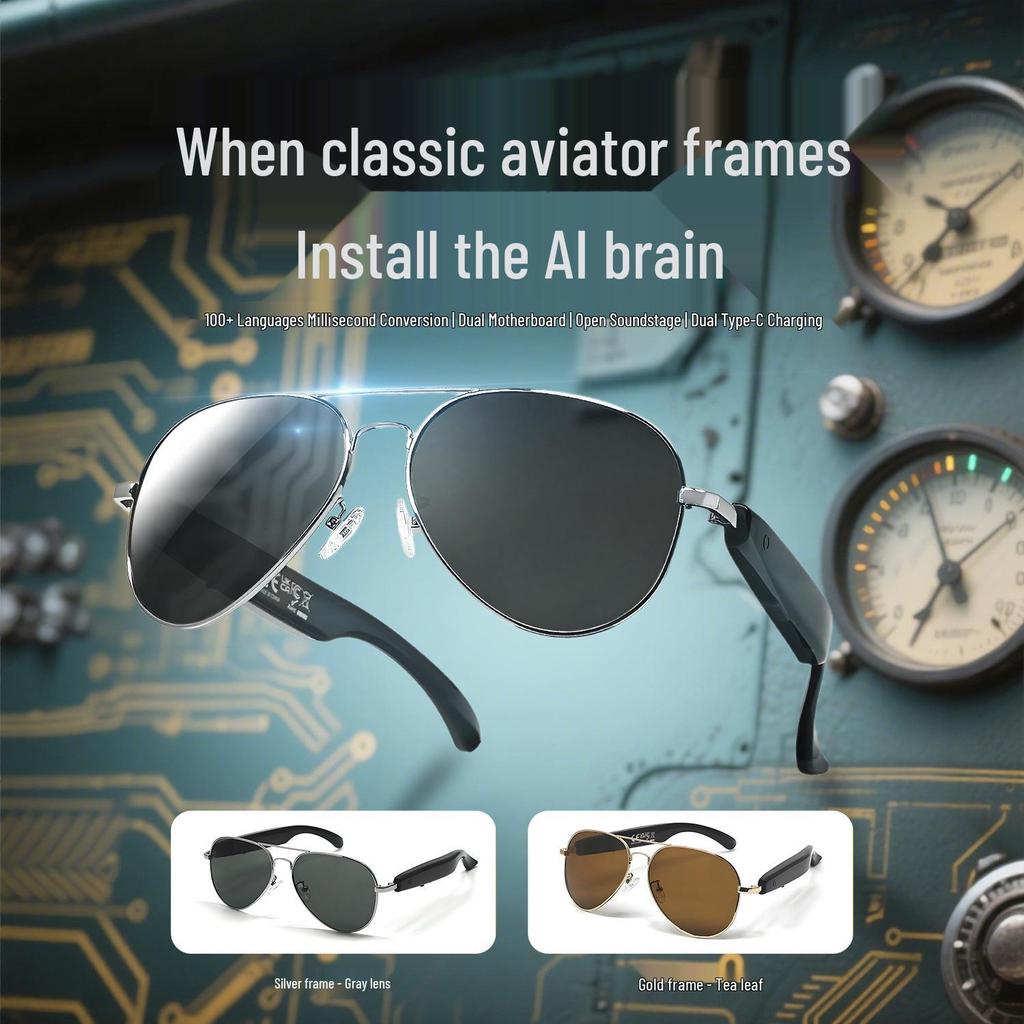 CrossAI Bluetooth Smart Glasses with Metal Spring Hinges for Music and Calls