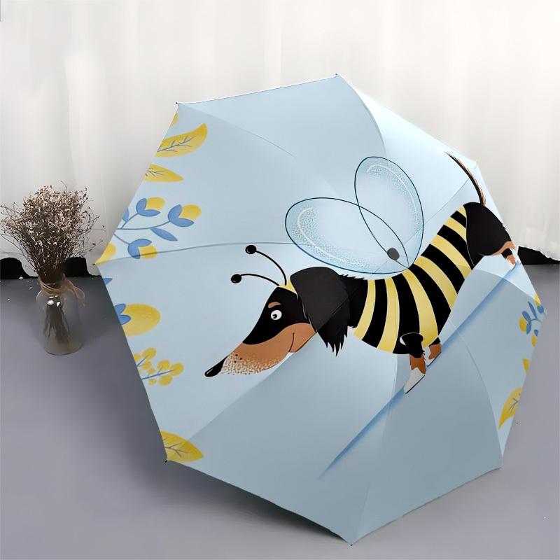 1 Stück Bienenkostüm Hund Illustration Regenschirm mit Kunststoffgriff, Geeignet für Alle Jahreszeiten Zuhause Reise Outdoor Regenschirmptys31085