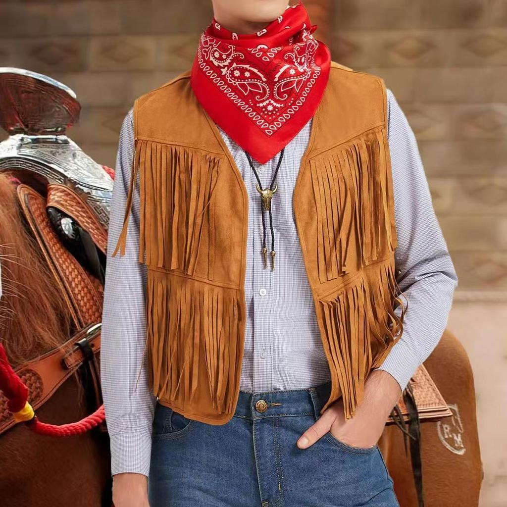 2026 Men's Western Cowboy Tassel Sleeveless Cardigan Top