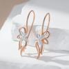 Luxury Glossy Metal Flower Long Drop Earrings For Women  Rose Gold  Color Mix Daily Fine Vintage Jewelry