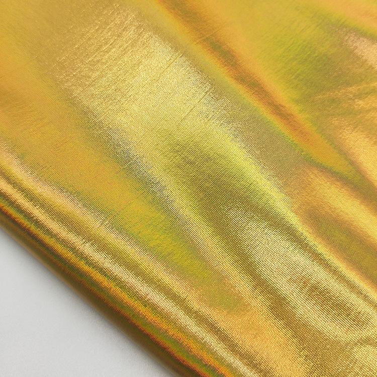 Iridescent Gold-embossed Elastic Fabric Four-sided Elastic for Sewing Latin Dance Costumes Performance Costumes Knitted Fabric 1Yard