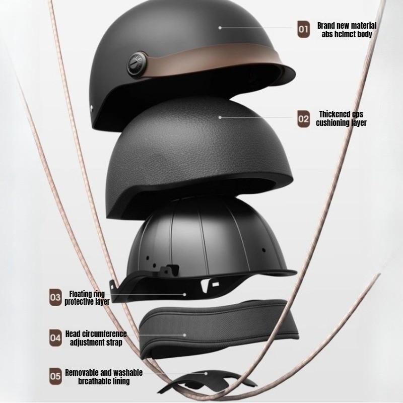 Vintage Ultra Light Electric Bicycle Helmet Sunscreen Breathable Motorcycle Half Helmet Fall Prevention Safety Helmets Riding