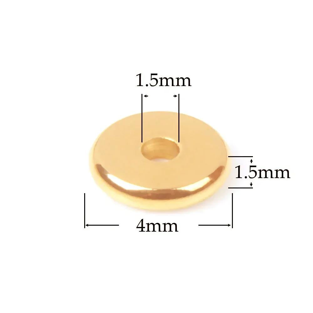 XHN 50PCS 304 Stainless Steel Flat Round Beads 4 5 6 8 10 mm Disc Loose Spacer Beads For Jewelry Making DIY Bracelet