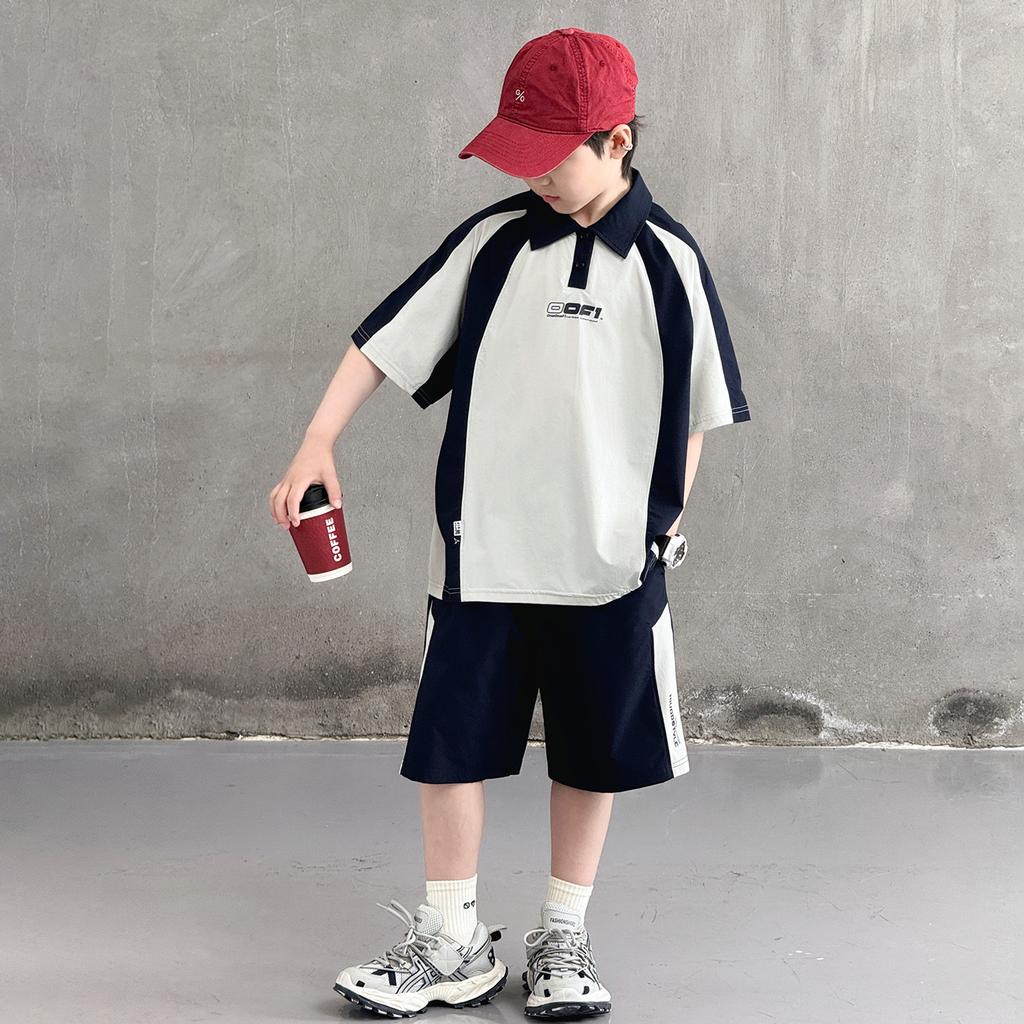 Children's Summer Casual Polo Shirt Two-Piece Set