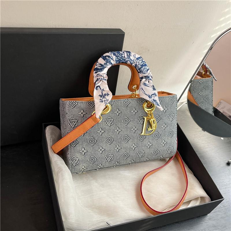 New high-end bag presbyopia silk scarf contrasting color Princess Diana bag portable shoulder women's bag