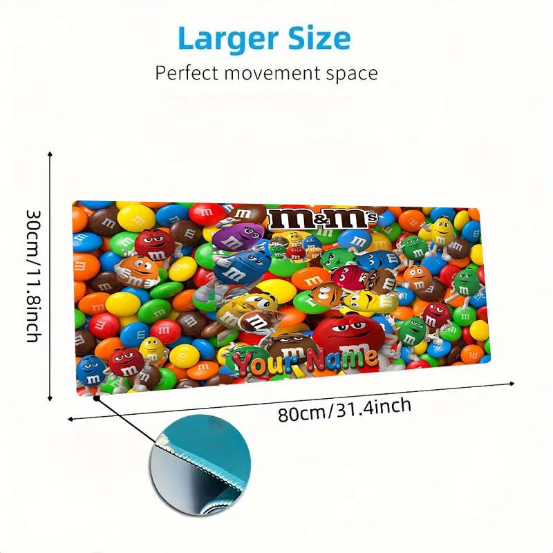 M&M's Custom Name Large Size Mouse Pad Large Gaming Table Cushion Non-slip Laptop Tablet Big Mousepad XXL Mat Mini PC Playmat With Lock edge
