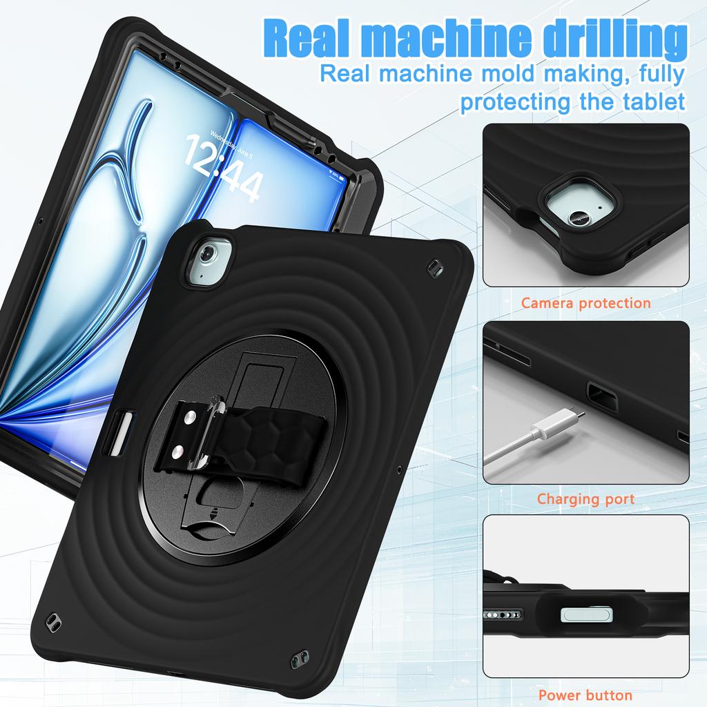 For iPad Air 13 (2025)/(2024)/Pro 12.9 (2022)/(2021)/(2020)/(2018) Case Kickstand TPU+PC+Silicone Tablet Cover