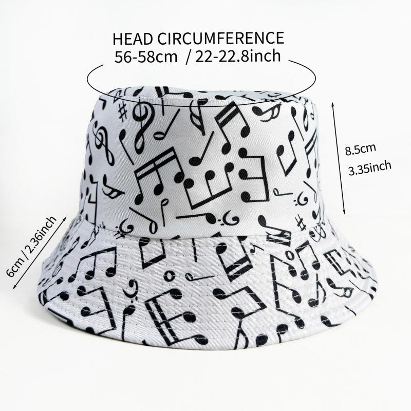 Sun Hat Children's Music Festival Sun Protection Sun Hat Basin Hat Women's Outdoor Leisure Versatile Music Note Bucket Hat Male Couple