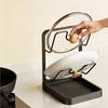 Pot Lid Holder Rack with Drain Tray Space Saving Kitchen Organizer for Pan Lid, Spoon Spatula, Cabinet Countertop Storage