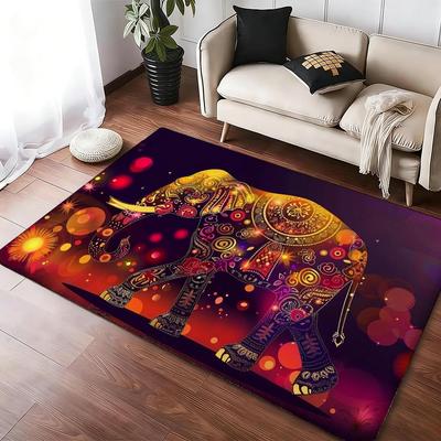 Elephant Mandala Art Floor Mat Cozy Flannel Soft Thick Non-Slip Mat For Living Room Bedroom Kitchen Decor Rugs