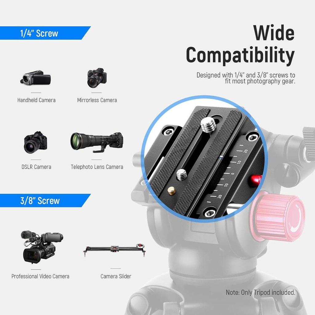NEEWER TP-M200-200 Cm Video Tripod, Sturdy Aluminum Alloy Camera Tripod with 360° Fluid Head, Quick Release Plate Compatible with Canon, Nikon, Sony