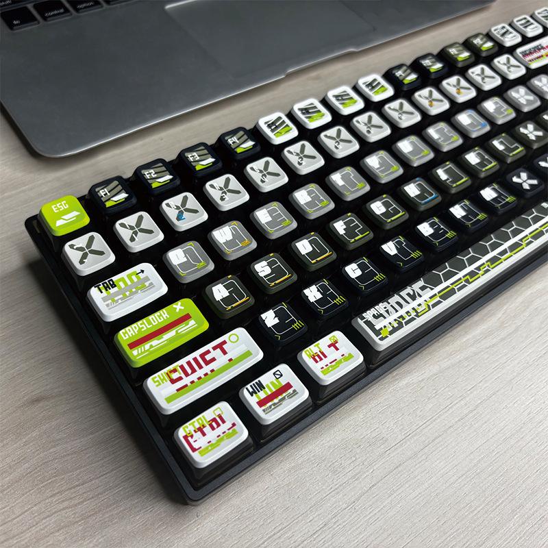 Graue Kuppel mit grünem Blitz-Thema Tastenkappen für Esports-Gaming: Benutzerdefiniertes helles mechanisches Tastatur