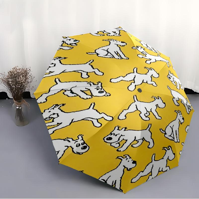 Tintin Theme Automatic Umbrella, Lightweight & Portable, 8 Rib, Perfect for Outdoor Travel, Birthdays, Christmas, Gifts.