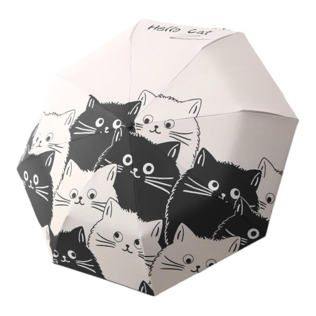 folding automatic opening and sun UV complete sun rain water 8 cat pattern All-weather umbrellaCat pattern, closing, umbrella, protection,