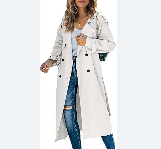 

Женский повседневный тренч с длинными рукавами, легкая куртка, верхняя одежда, бежевый, белый, черный, розовый, светло-голубой XXL белый